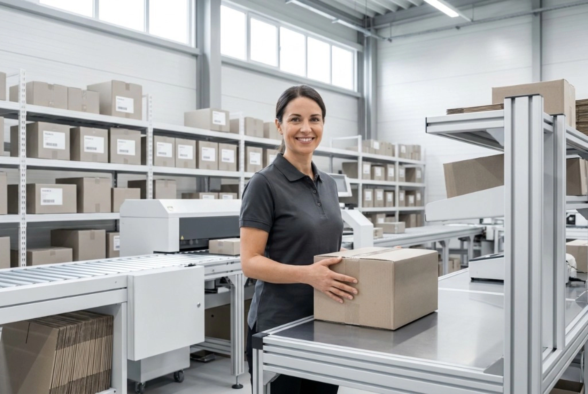 Professional logistics expert in a modern warehouse